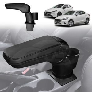 Central Armrest Storage Box with Cup Holder for Mazda 2 Hatch & Sedan 2014-2025 Arm Rest Interior Accessories